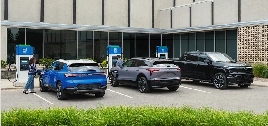 Chevrolet Bolt charging at a public DC fast charging station