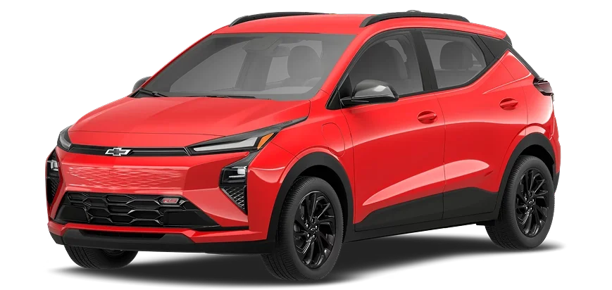 2027 Chevrolet Bolt RS on colorful backdrop